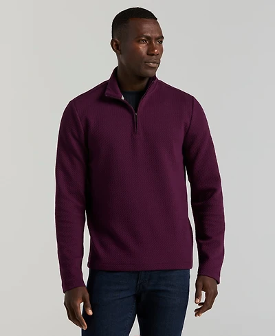 Perry Ellis Men's Long-Sleeve Textured Quarter-Zip Sweater