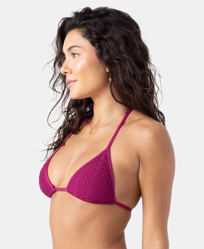 Roxy Women's Crochet Mini Tiki Tri Bikini Halter Top