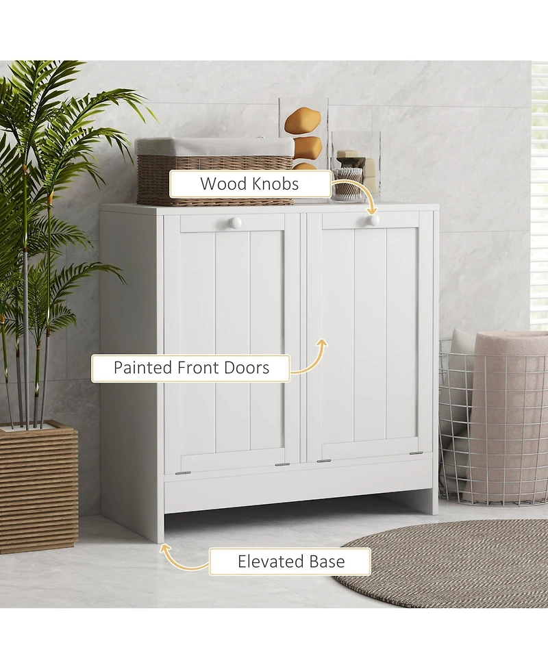 kleankin Tilt-out Laundry Storage Cabinet with 2 Hamper Compartments,