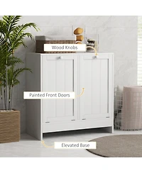 kleankin Tilt-out Laundry Storage Cabinet with 2 Hamper Compartments,