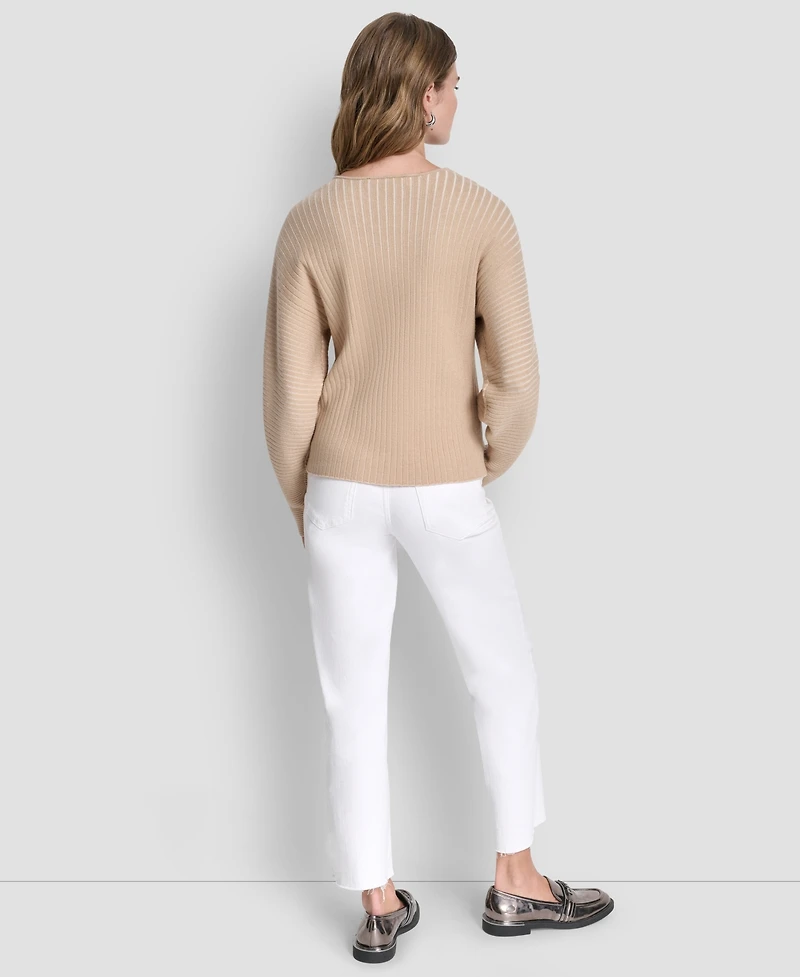 Dkny Women's V-Neck Long-Sleeve Rib-Knit Sweater