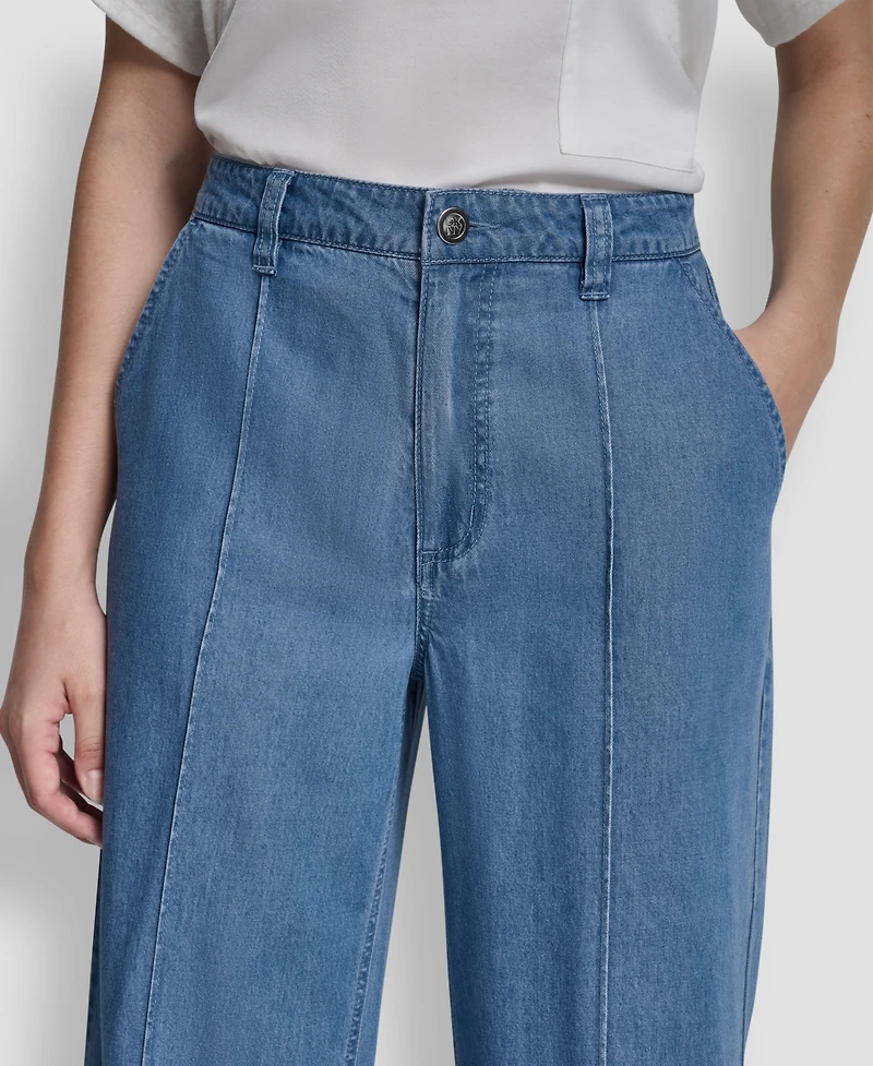 Dkny Women's Belted Front Seam Straight Pants