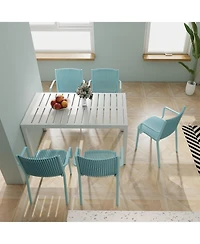 Streamdale Stackable Blue Armchair - Indoor/Outdoor, Ergonomic Design