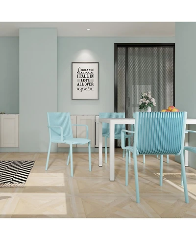 Streamdale Stackable Blue Armchair - Indoor/Outdoor, Ergonomic Design