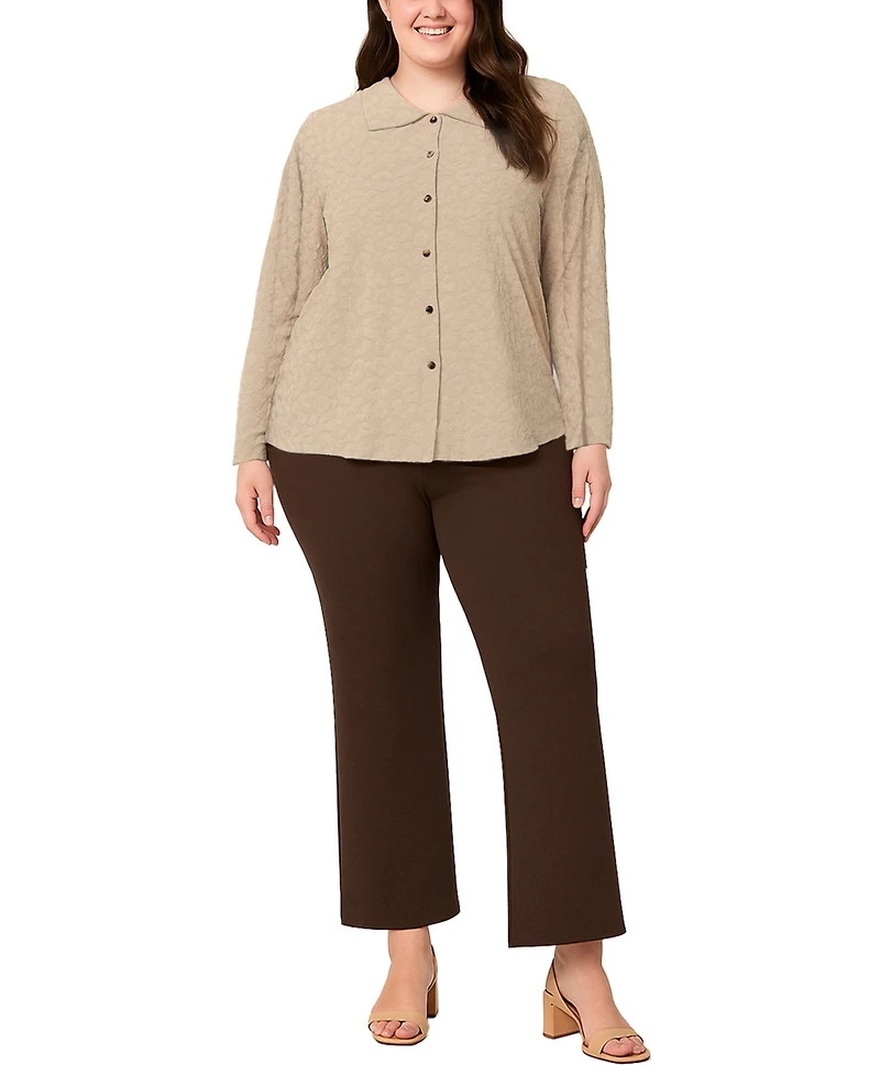 Coin 1804 Plus Cheetah Burnout Button front closure Shirt