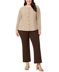 Coin 1804 Plus Cheetah Burnout Button front closure Shirt