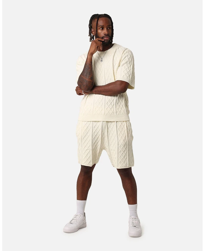 Xxiii Men's Lucas Cable Knit T-Shirt, - Cream