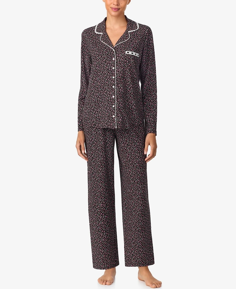 Aria Sleepwear Burshed Cotton Notch Collar Pant Pj set