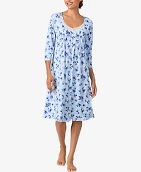 Aria Women's Brushed Cotton 3/4 Sleeve Nightgown