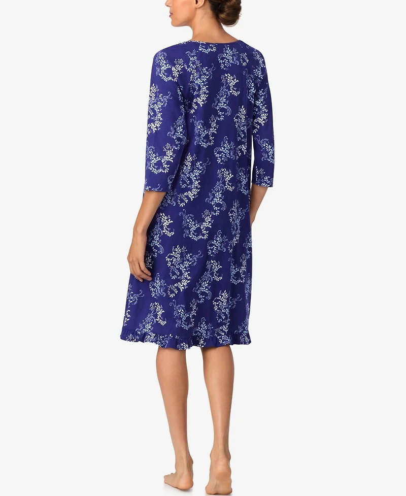 Aria Women's Brushed Cotton 3/4 Sleeve Nightgown