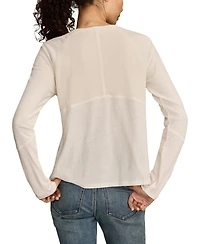 Lucky Brand Women's Waffle Mix V-Neck Top