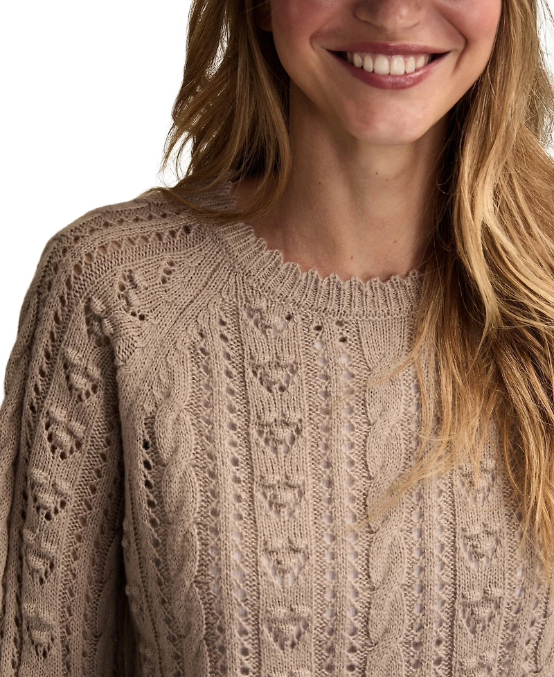Lucky Brand Women's Pointelle Crewneck Sweater
