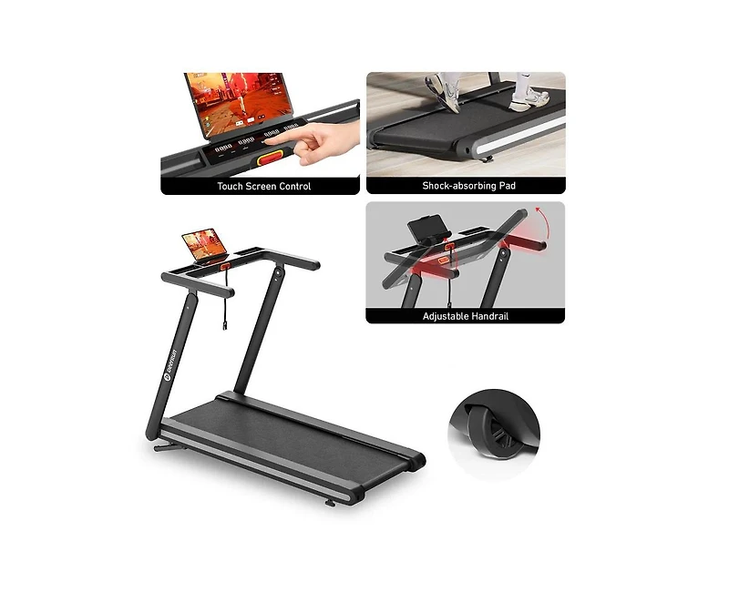 DeerRun Update Treadmill With 15% Auto Incline Full Running Deck Treadmill 400Lbs, 11.3Mph