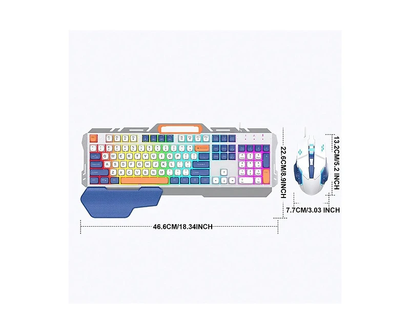 risokeys Wired Gaming Keyboard And Mouse Set - Keyboard And Mouse with Wrist Rest - Ergonomic Keyboard For Desktop, Laptop, Pc
