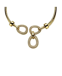 14k Yellow Gold Plated Modern Triple Mesh Drop Open Collar Choker Necklace