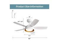 Sofucor 42-inch Modern White 5 - Blade Ceiling Fan With Remote Control and Light Kit