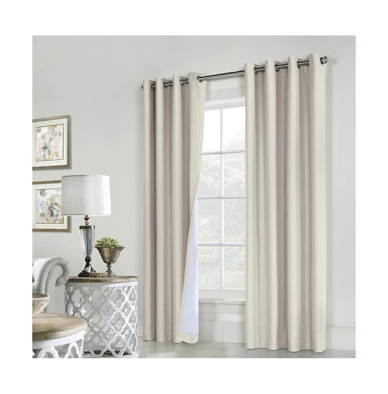 Thermaplus Ventura Blackout Grommet Curtain Panel Pair Frame Your Windows with Subtle Slub Textured Motif Each 78" x 84" Natural