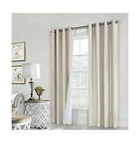 Thermaplus Ventura Blackout Grommet Curtain Panel Pair Frame Your Windows with Subtle Slub Textured Motif Each 78" x 84" Natural