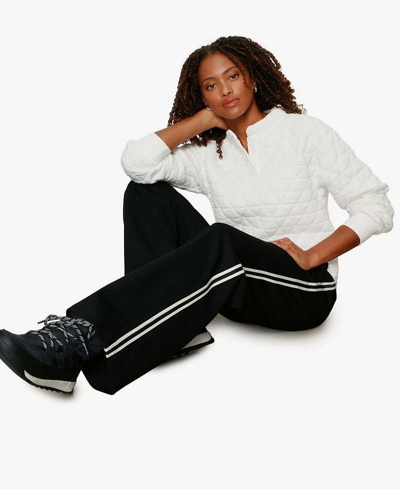 Sanctuary Women's Quilted Button Popover Pull-On Sweatshirt