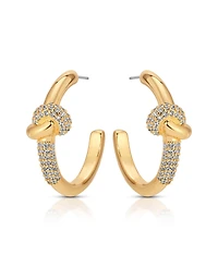 Ettika Gold Plated Pave Love Knot Hoop Earrings