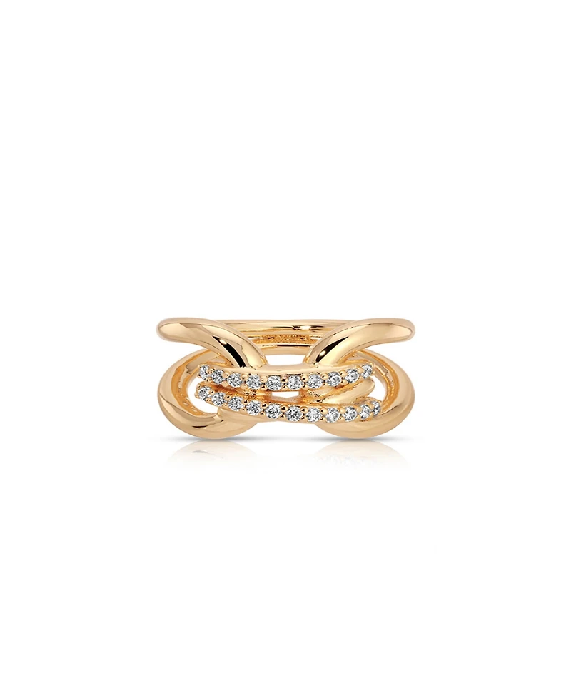 Ettika Gold Plated Double Sparkle Ring