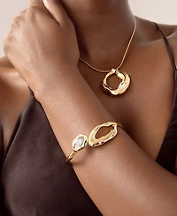 Ettika Gold Plated Molten Marquise Cuff Bracelet