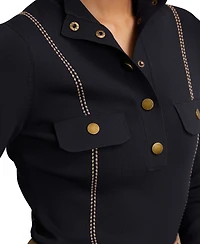 Reiss Women's Contrast-Stitch Knit Top