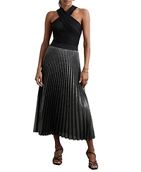 Reiss Women's Metallic Pleated Midi Skirt