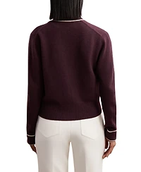 Reiss Women's Wool-Cashmere Tipped V-Neck Cardigan Sweater