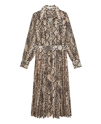 Reiss Women's Snake-Print Pleated Midi Dress