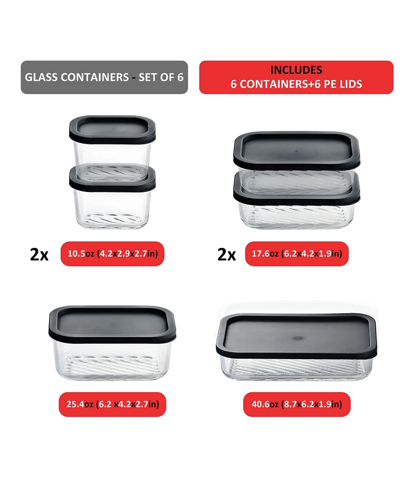 Nestl Borosilicate -Pc. Food Storage Container Set