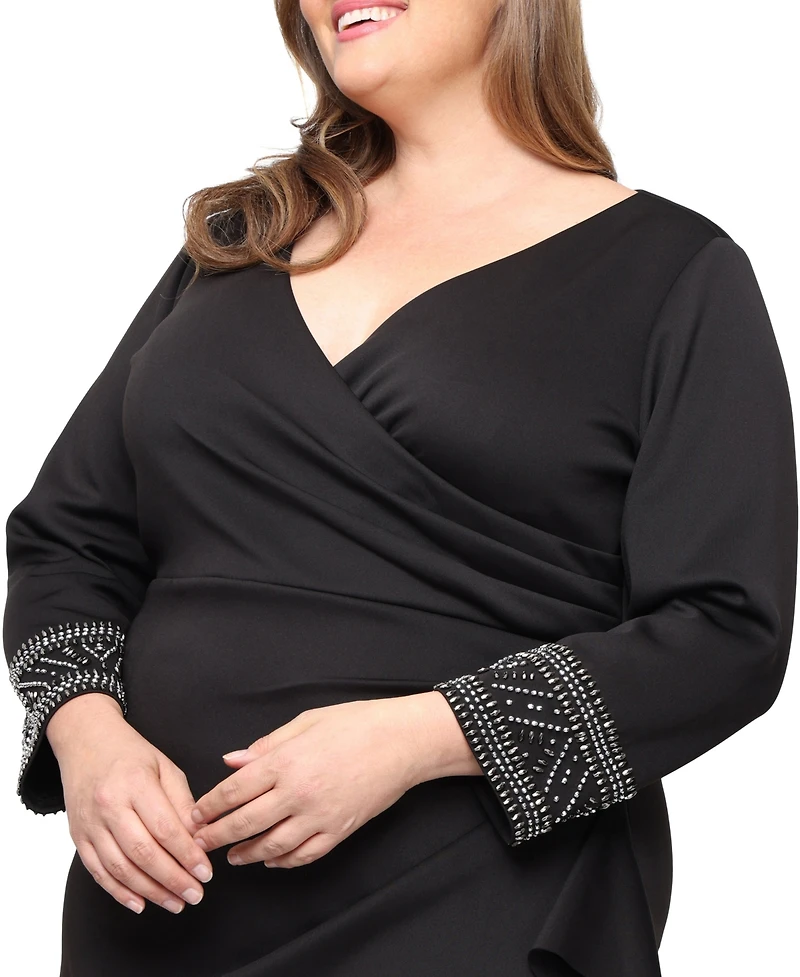 Alex Evenings Plus Surplice Neck Scuba Crepe Sheath Dress