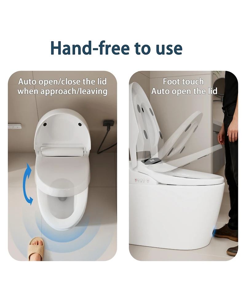 Lalahoo Smart Toilet Tankless Bidet Toilet, One Piece Auto Open Close Lid, Foot Sensor Heated Seat Warm Water Sprayer & Dryer, Remote and Knob Control