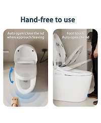 Lalahoo Smart Toilet Tankless Bidet Toilet, One Piece Auto Open Close Lid, Foot Sensor Heated Seat Warm Water Sprayer & Dryer, Remote and Knob Control