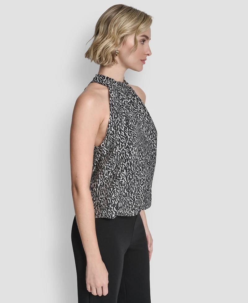 Dkny Women's Sleeveless Printed Voile Halter Top