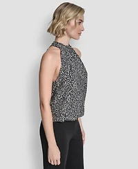 Dkny Women's Sleeveless Printed Voile Halter Top