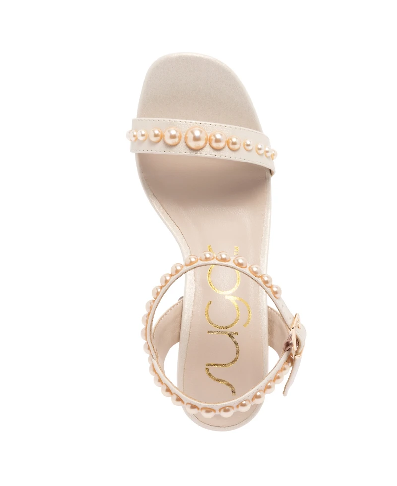 Sugar Women's Vallentina Pearl Block Heel Dress Sandals