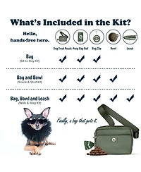 Puppington Walk Star Kit: 3-in-1 Dog Bag, Bowl, & Leash plus Matching 270 Refill Poop Bags