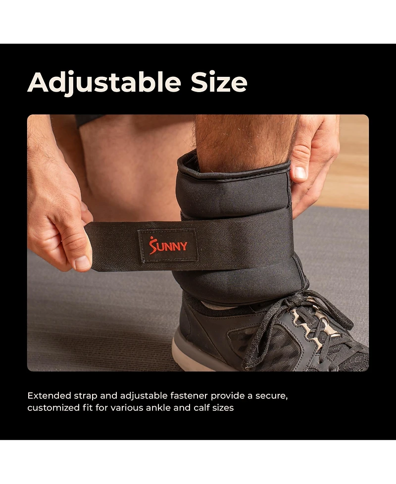Sunny Health & Fitness Ankle Weights 2 lb, Pair, Black