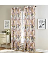 Rt Designer Collection Fern Foil Printed Doily Luxurious Decorative Grommet Curtain Panel 54" x 90" Peach