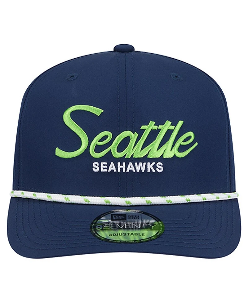 New Era Men's College Navy Seattle Seahawks Script 9SEVENTY Adjustable Hat