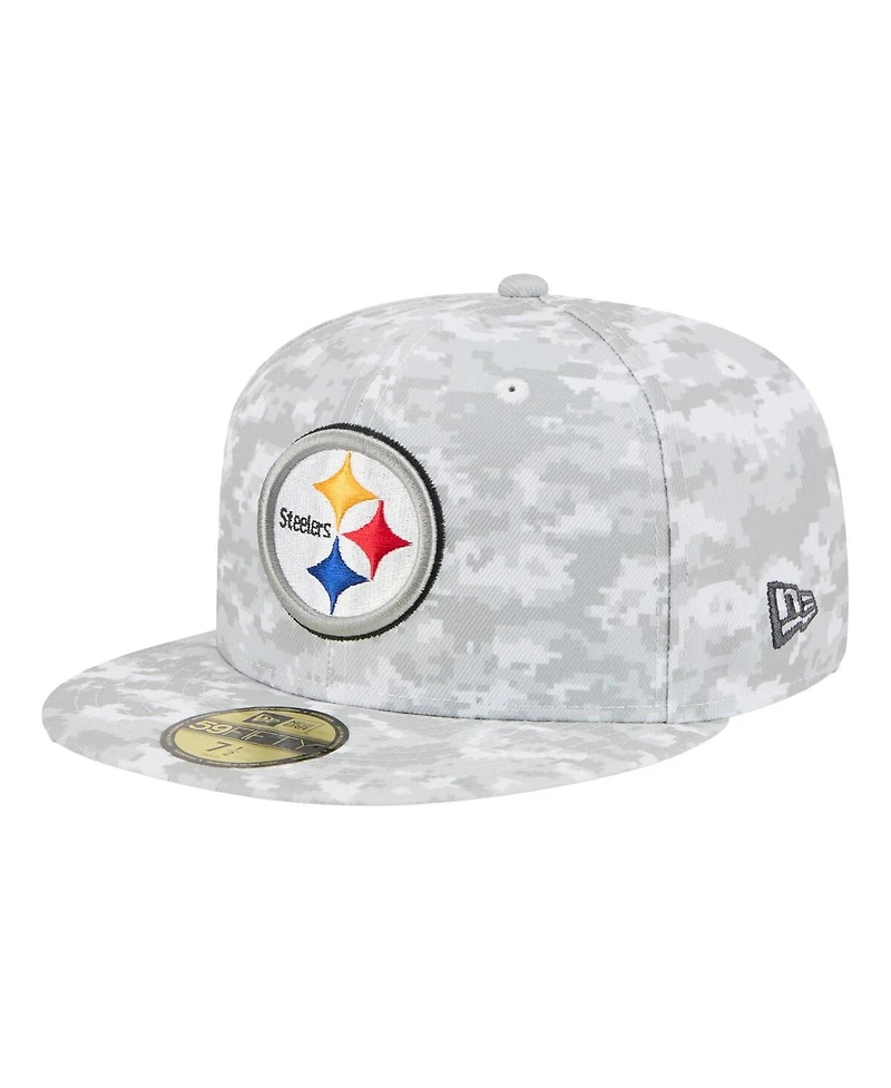New Era Men's Gray Pittsburgh Steelers 2025 Salute to Service Fan Pack 59FIFTY Fitted Hat