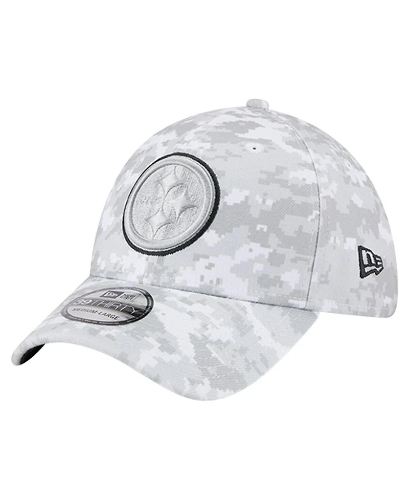 New Era Men's White Pittsburgh Steelers 2025 Salute to Service Digital Camo Fan Pack 39THIRTY Flex Hat