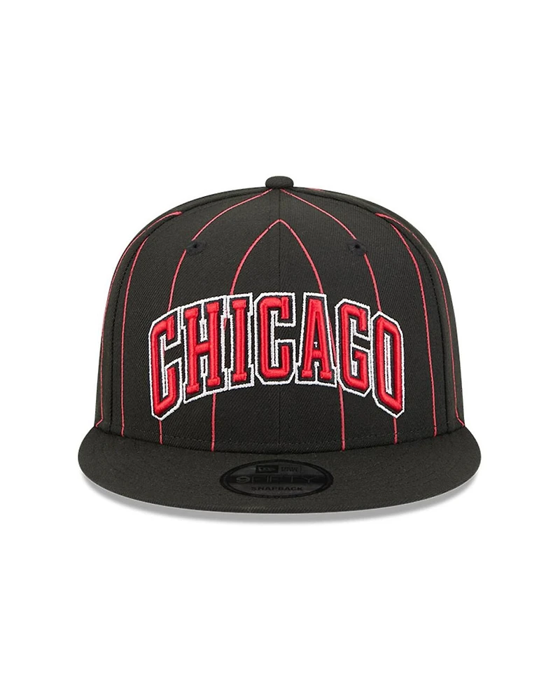 New Era Men's Black Chicago Bulls Jersey Hook Statement Edition 9FIFTY Snapback Hat
