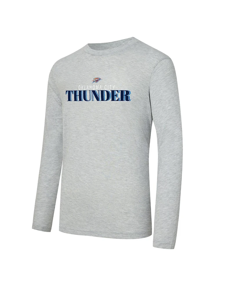 Concepts Sport Men's 2-Piece Navy/Heather Gray Oklahoma City Thunder Regulate Long Sleeve T-Shirt and Plaid Pants Set