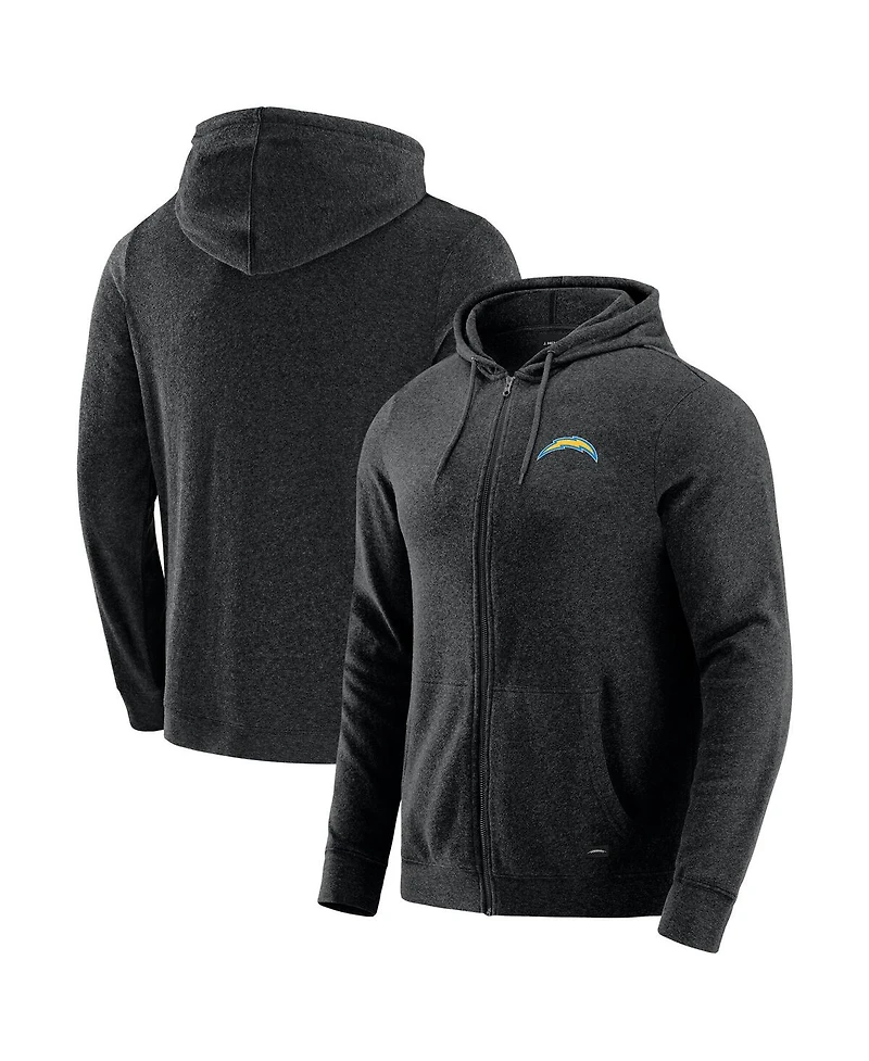 J. Palmer Men's Dark Heather Gray Los Angeles Chargers Players Lounge Tri-Blend Full-Zip Hoodie
