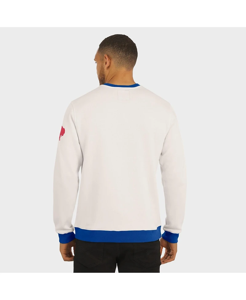 Fanatics Men's Cream Buffalo Bills Color Block Pullover Sweatshirt
