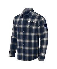 Fanatics Men's Navy New England Patriots Flannel Plaid Full-Snap Shirt