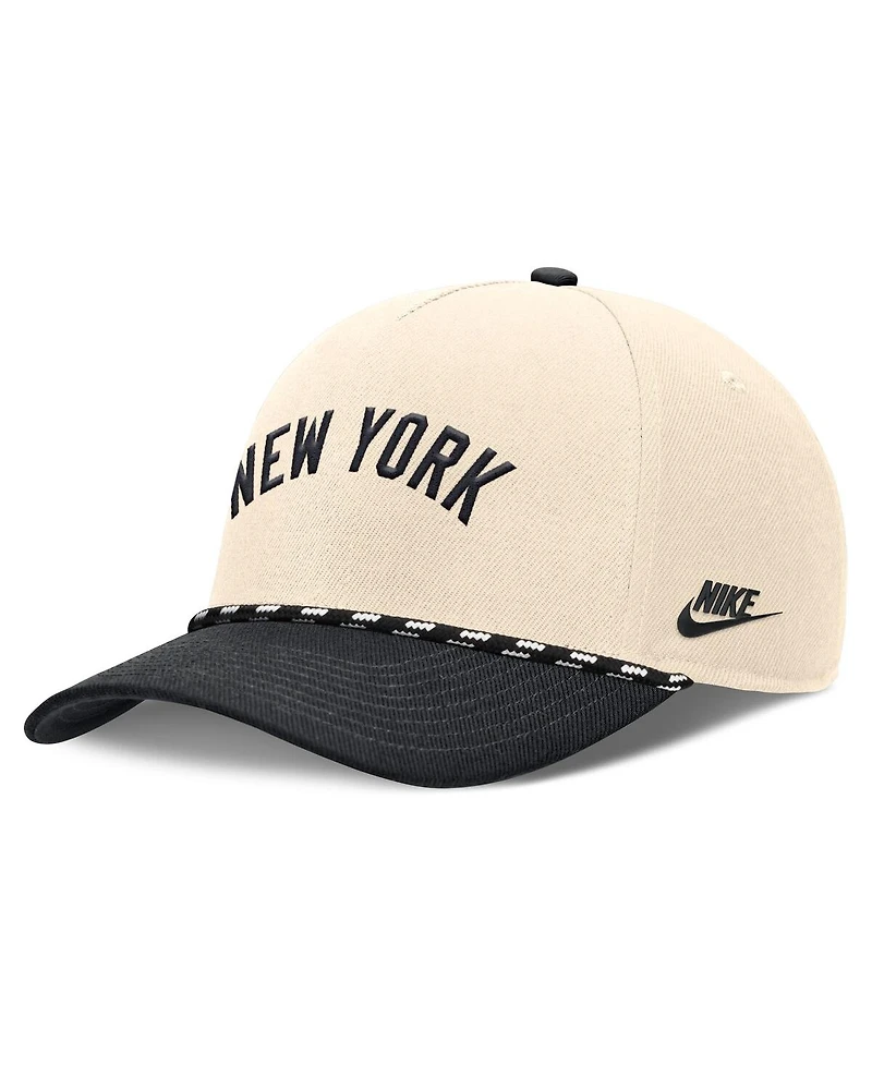 Nike Men's Natural/Black New York Yankees Cooperstown Collection Rise Adjustable Hat