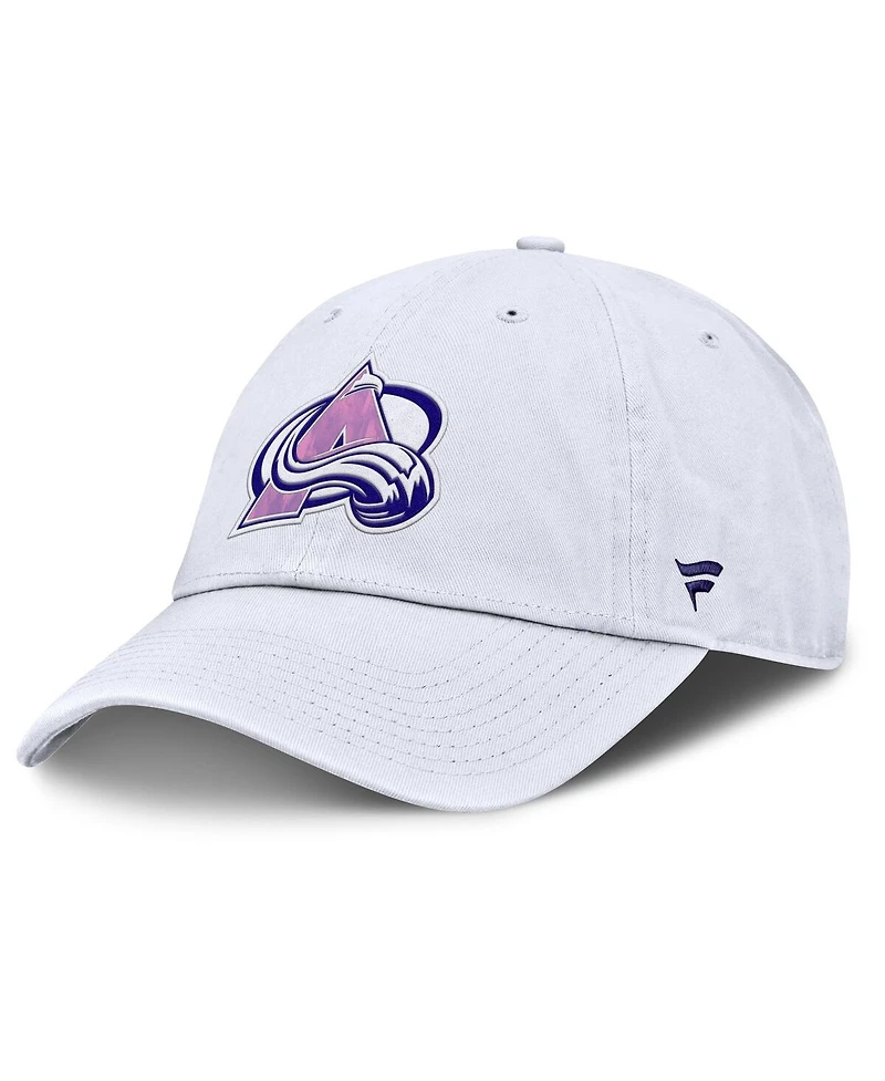 Fanatics Men's White Colorado Avalanche Authentic Pro Hockey Fights Cancer Adjustable Hat